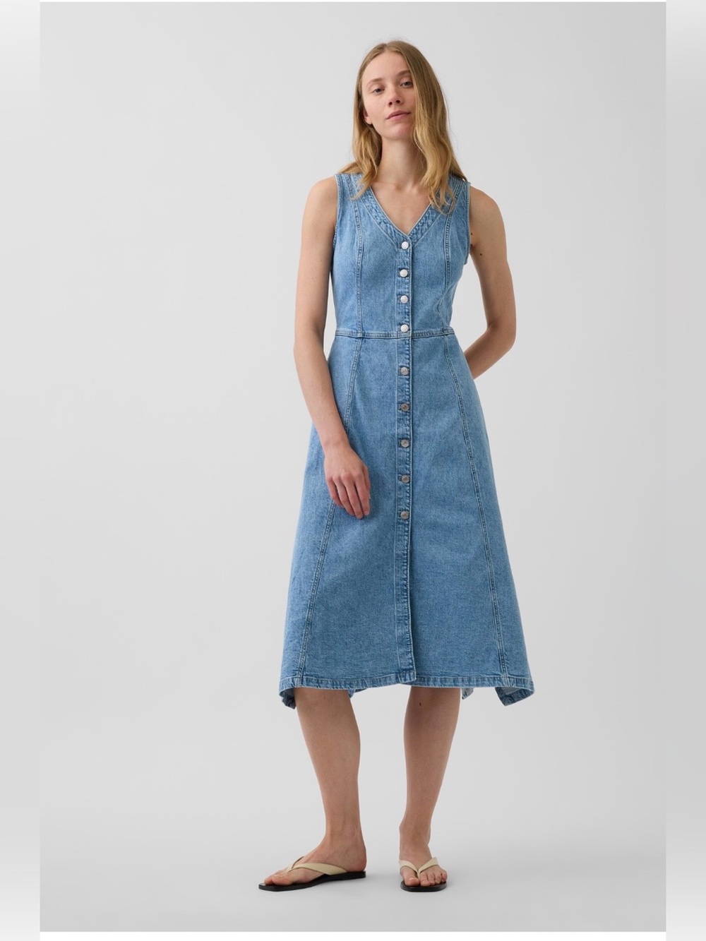 NWT-GAP Denim Handkerchief MIDI Dress, Small